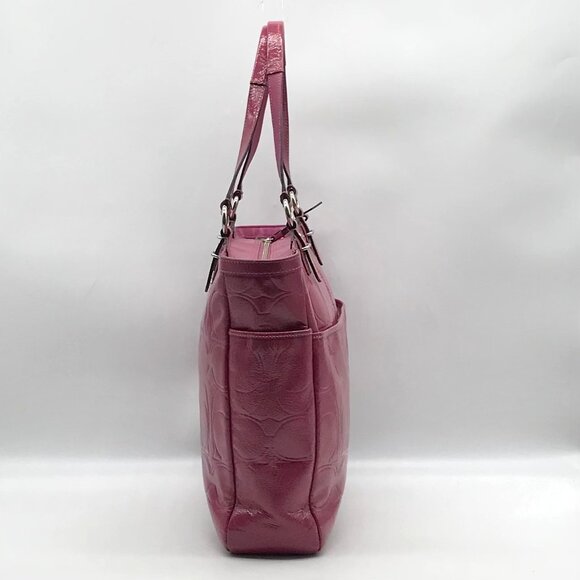 Coach Purple Patent Leather Gallery Embossed Tote Bag F19818 - Picture 3 of 11